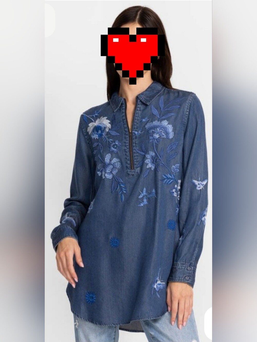 Beautiful Johnny was an embroidered Indigo Tunic Top